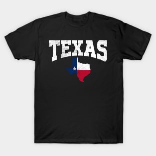 Texas - Texas State Map Flag Distressed T-Shirt